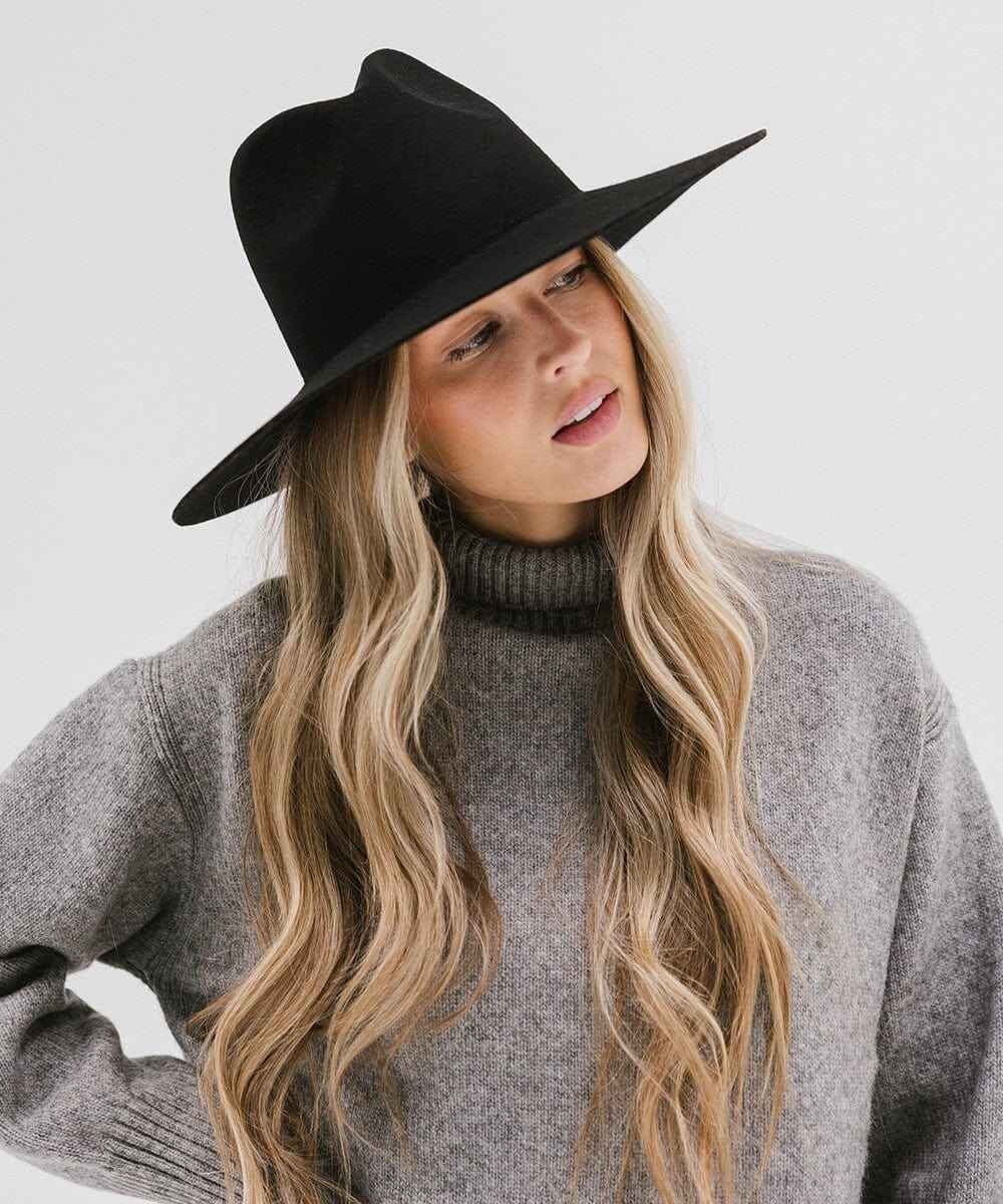 GIGI PIP Scottie Wide Brim Fedora Hat Black NEW Size 57 S/M